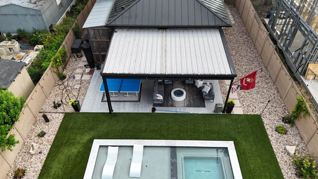 Standing-seam metal roof structure installed by Strong Roofing Texas
